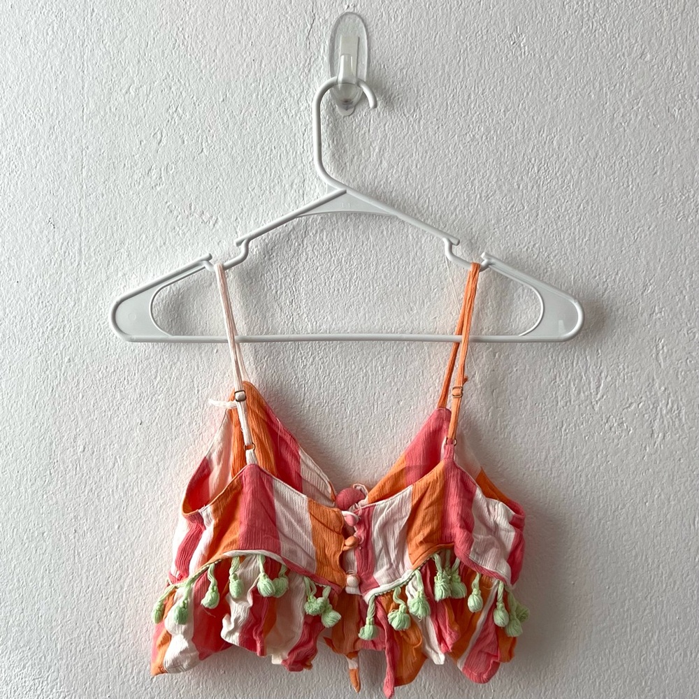 ASOS Multicolor Striped Tassel Crop Top - Picture 2 of 3